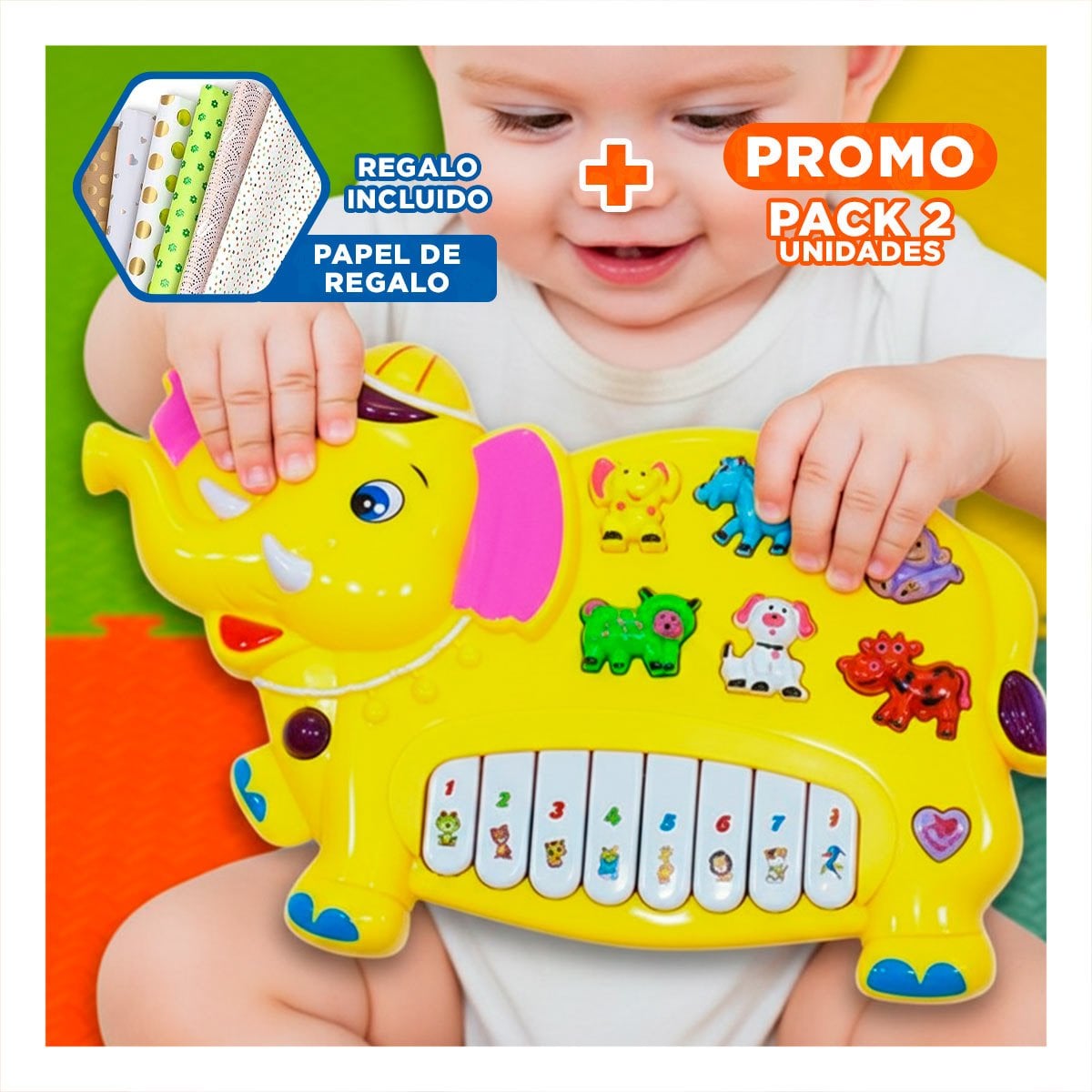 PACK2 TECLA CREATIVA CON FIGURAS DE NUMEROS Y ANIMALES PARA JUEGO Y+PAPEL REGALO - 1