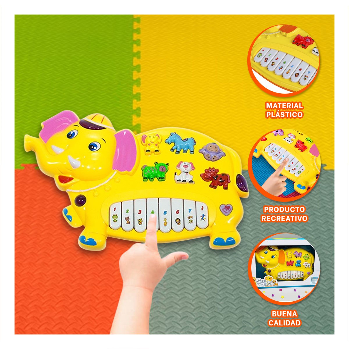 PACK12 JUGUETE MUSICAL CON FORMA DE ELEFANTE EN AMARILLO - 2