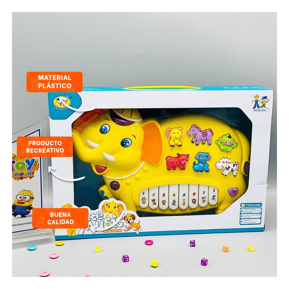 PACK12 JUGUETE MUSICAL CON FORMA DE ELEFANTE EN AMARILLO - 5
