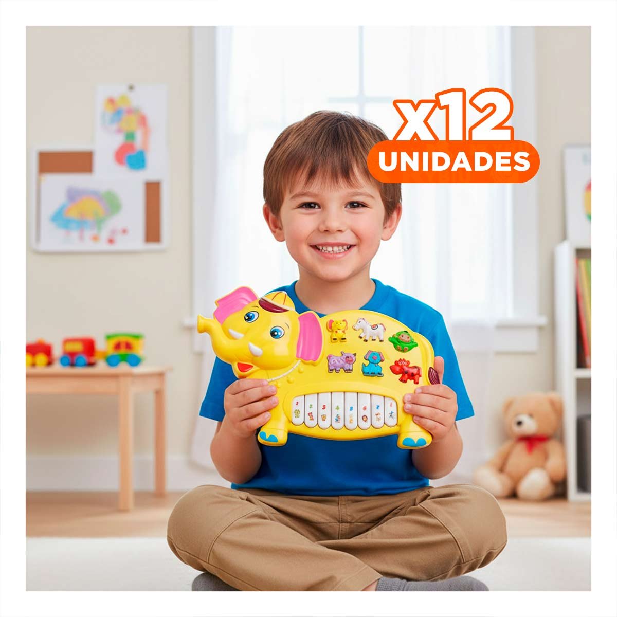 PACK12 JUGUETE DE PIANO MODERNO AMARILLO Y+REGALO STICKERS - 1