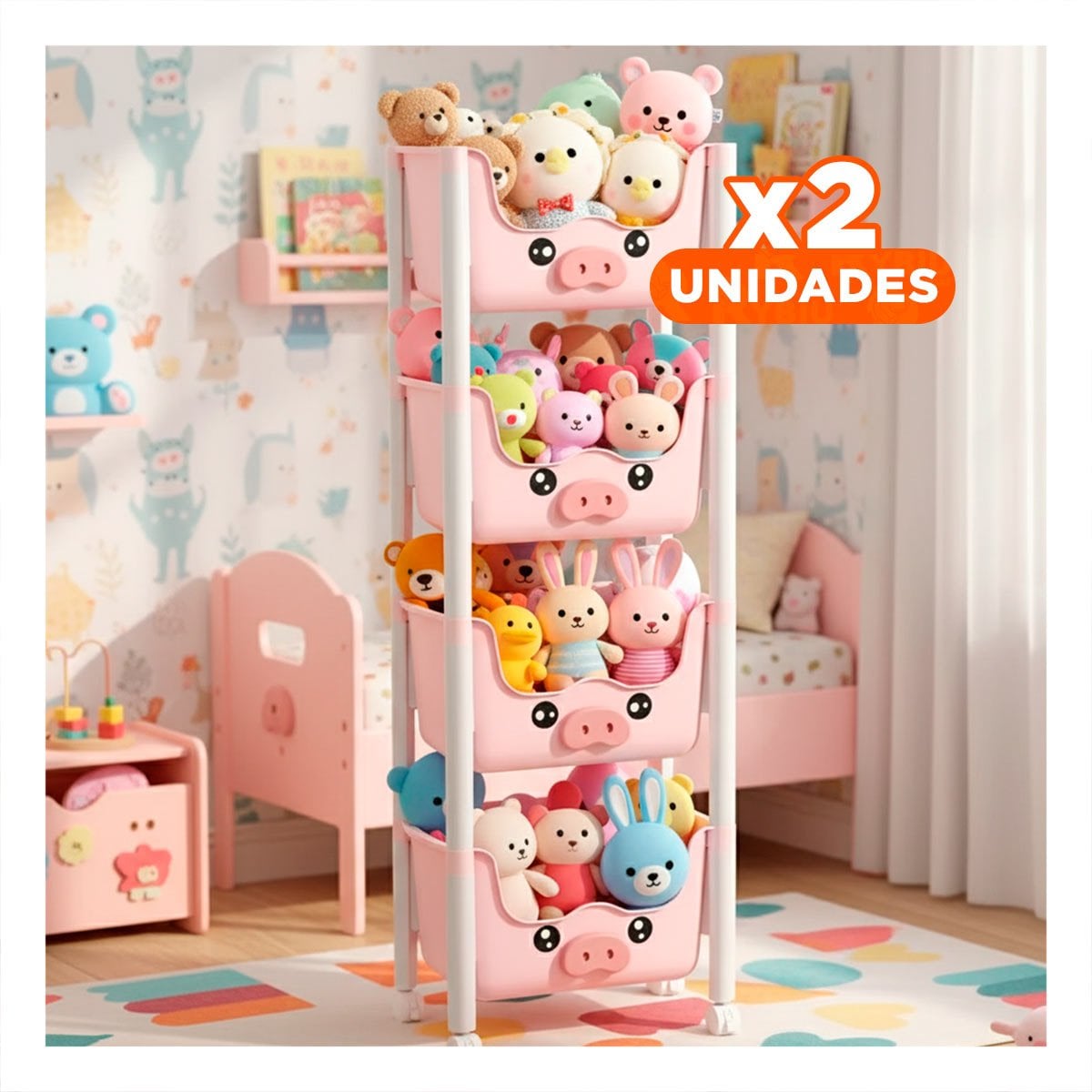 PACK2 MUEBLE INFANTIL PRACTICO CON VARIOS NIVELES PARA ALMACENAMIENTO YREGALO STICKER - 1