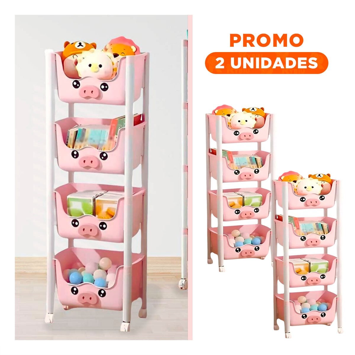 PACK2 ESTANTE INFANTIL PRACTICO CON VARIOS NIVELES PARA GUARDAR JUGUETES - 1
