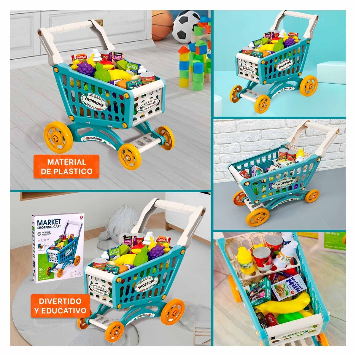 CARRITO DE COMPRAS DIVERTIDO PARA NINOS Y+LIGAS DE REGALO - 3