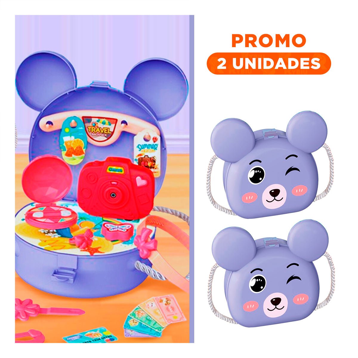 PACK2 MOCHILA INFANTIL CON OREJITAS PARA SALIDAS Y JUEGOS CREATIVOS - 1