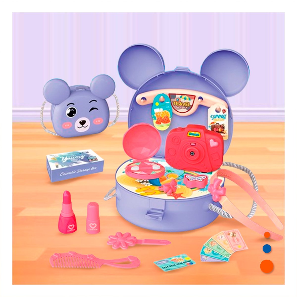 PACK6 MALETIN CON OREJITAS PARA NINAS Y ACCESORIOS DE JUEGO DIARIO YPAPEL REGALO - 5