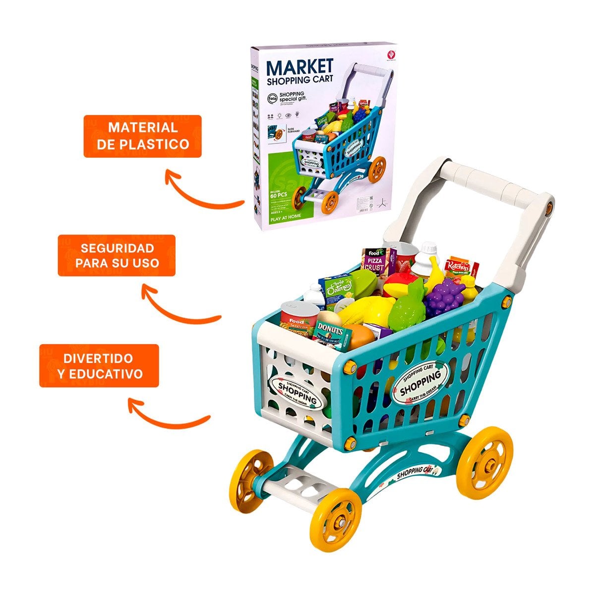 PACK4 JUGUETE DE SUPERMERCADO CON FRUTAS Y+PAPEL DE REGALO - 2