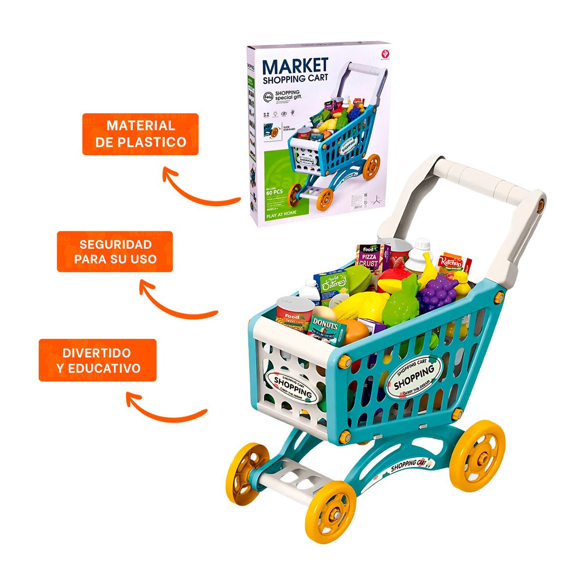 CARRITO DE COMPRAS INFANTIL Y ACCESORIOS Y+REGALO STICKERS - 2
