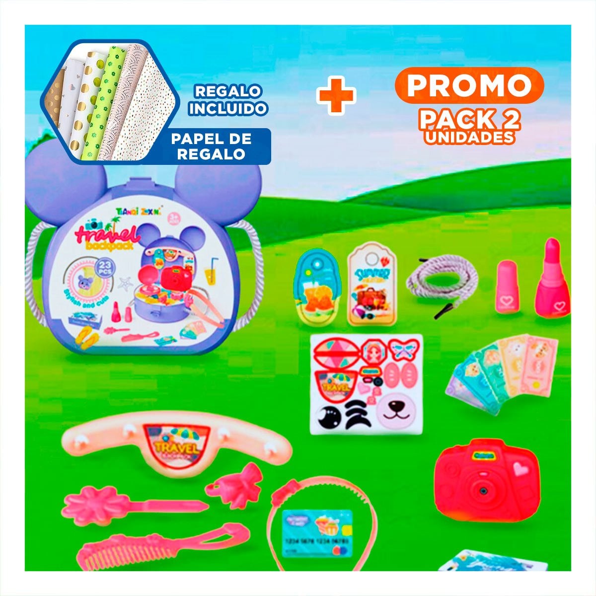 PACK2 CARTERA DE BELEZA INFANTIL EN LILA Y+PAPEL DE REGALO - 1