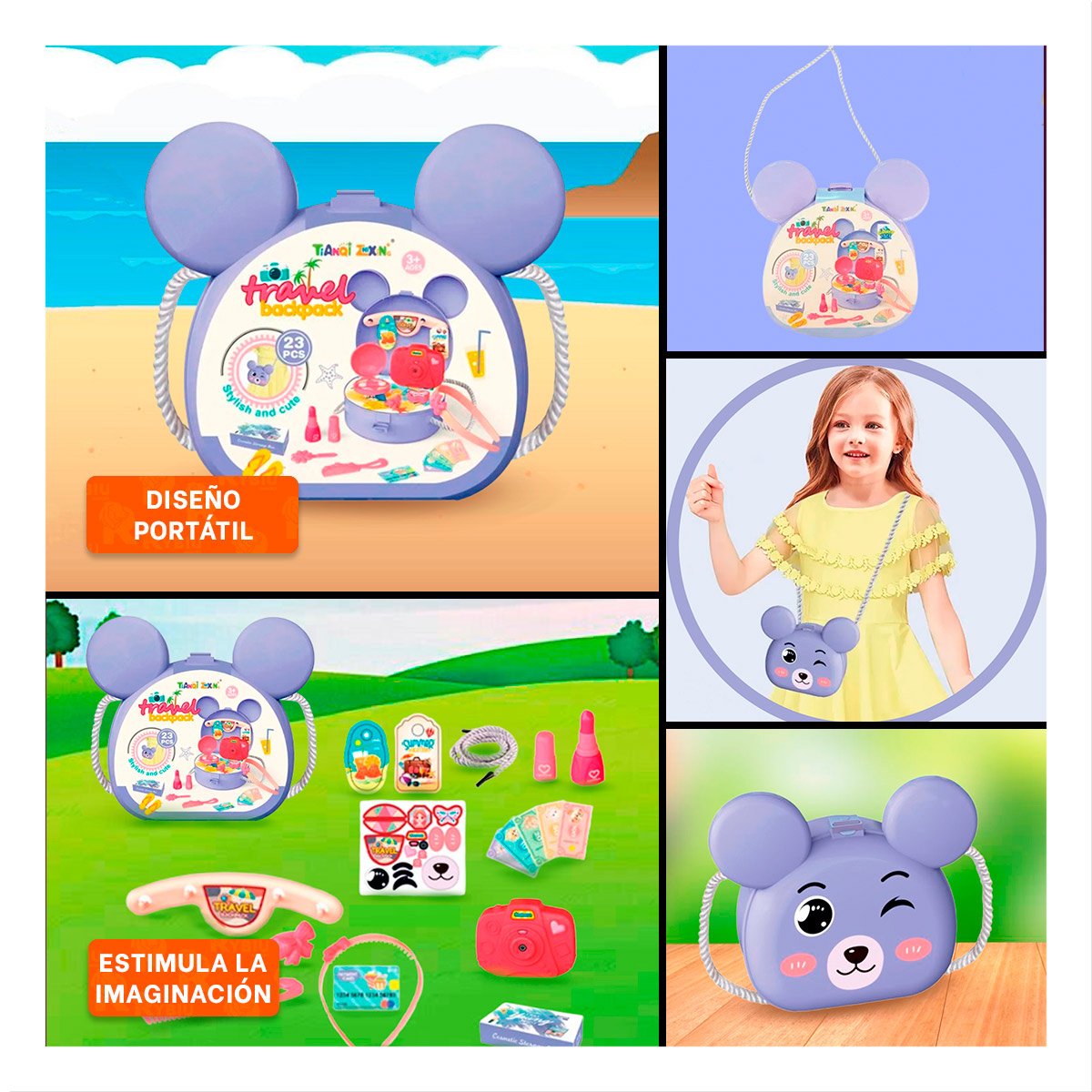 PACK2 CARTERA DE BELEZA INFANTIL EN LILA Y+PAPEL DE REGALO - 5