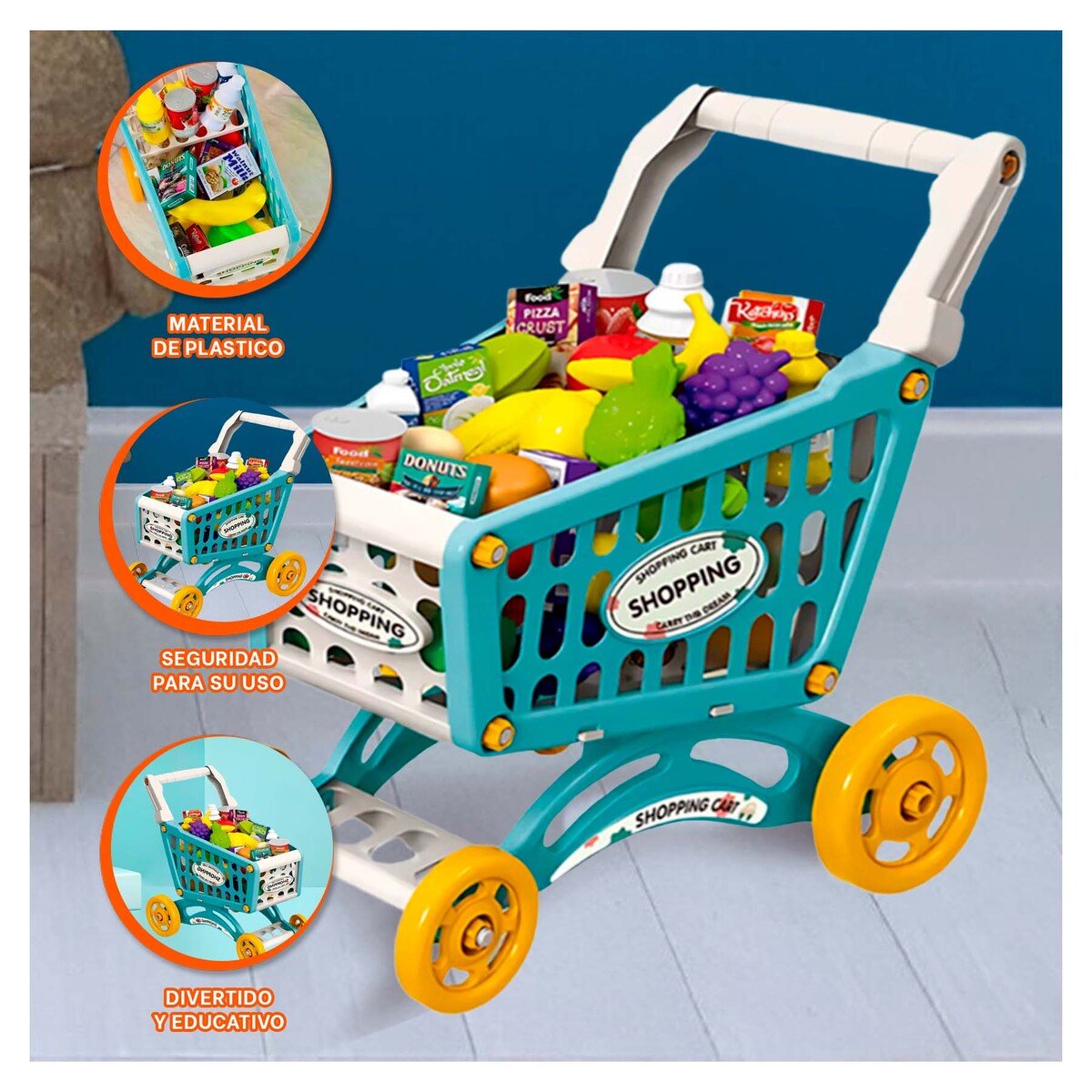 PACK4 JUGUETE CARRITO DE COMPRAS PARA NINOS CON 60 PZS - 2