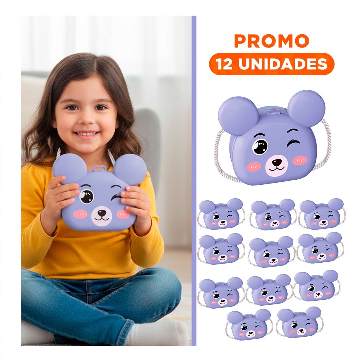 PACK12 BOLSO DE DISEÑO OSO PARA NINAS DE COLOR LILA - 1
