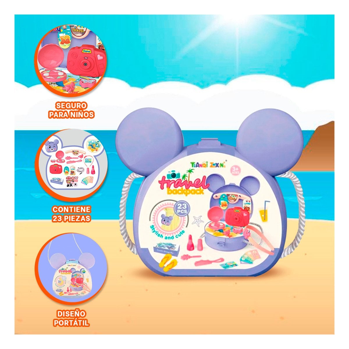 PACK12 BOLSO DE DISEÑO OSO PARA NINAS DE COLOR LILA - 2