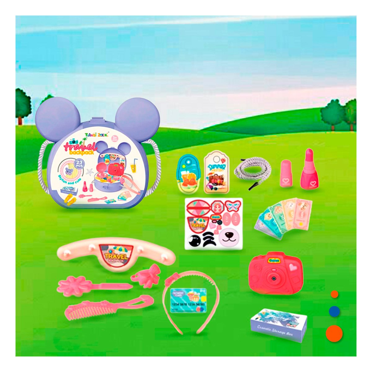 PACK6 ESTUCHE CON OREJITAS PARA NINAS Y ACCESORIOS DE JUEGO DIARIO - 5