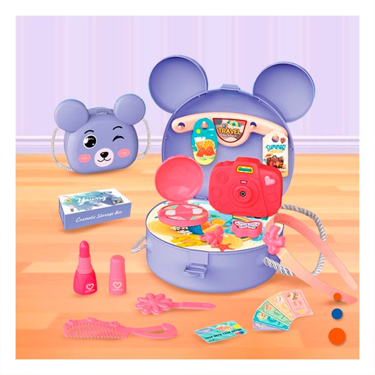 PACK4 MOCHILA CON OREJITAS PARA NINAS Y ACCESORIOS DE JUEGO DIARIO YREGALO STICKER - 3