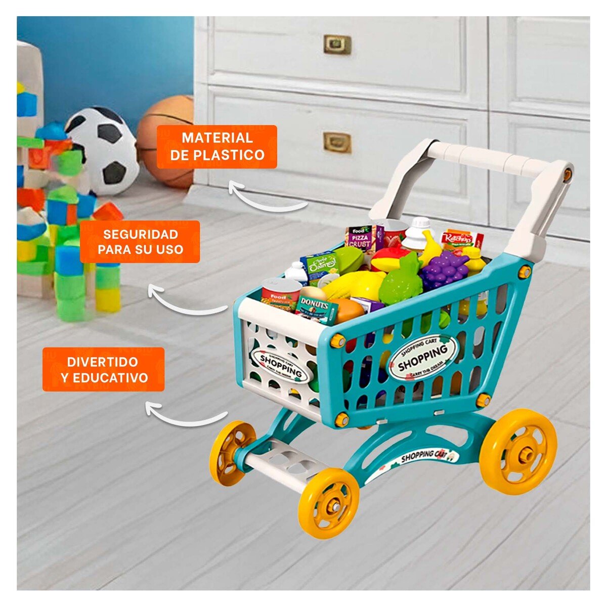 PACK2 CARRITO DE JUGUETE CON KIT DE COMPRAS DE SUPERMERCADO - 5