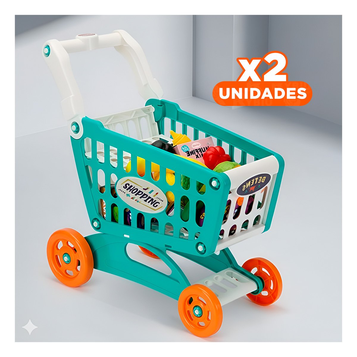 PACK2 JUGUETE CARRITO DE SUPERMERCADO Y+REGALO STICKERS - 1