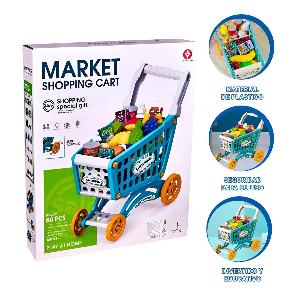 CARRITO DE SUPERMERCADO KID CON 60 PZS Y+PAPEL DE REGALO - 2