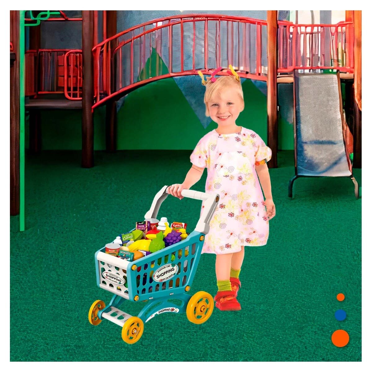 CARRITO DE SUPERMERCADO KID CON 60 PZS Y+PAPEL DE REGALO - 3