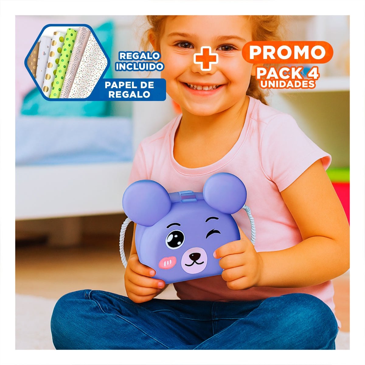 PACK4 BOLSO CON OREJITAS PARA NINAS Y ACCESORIOS DE JUEGO DIARIO YPAPEL REGALO - 1