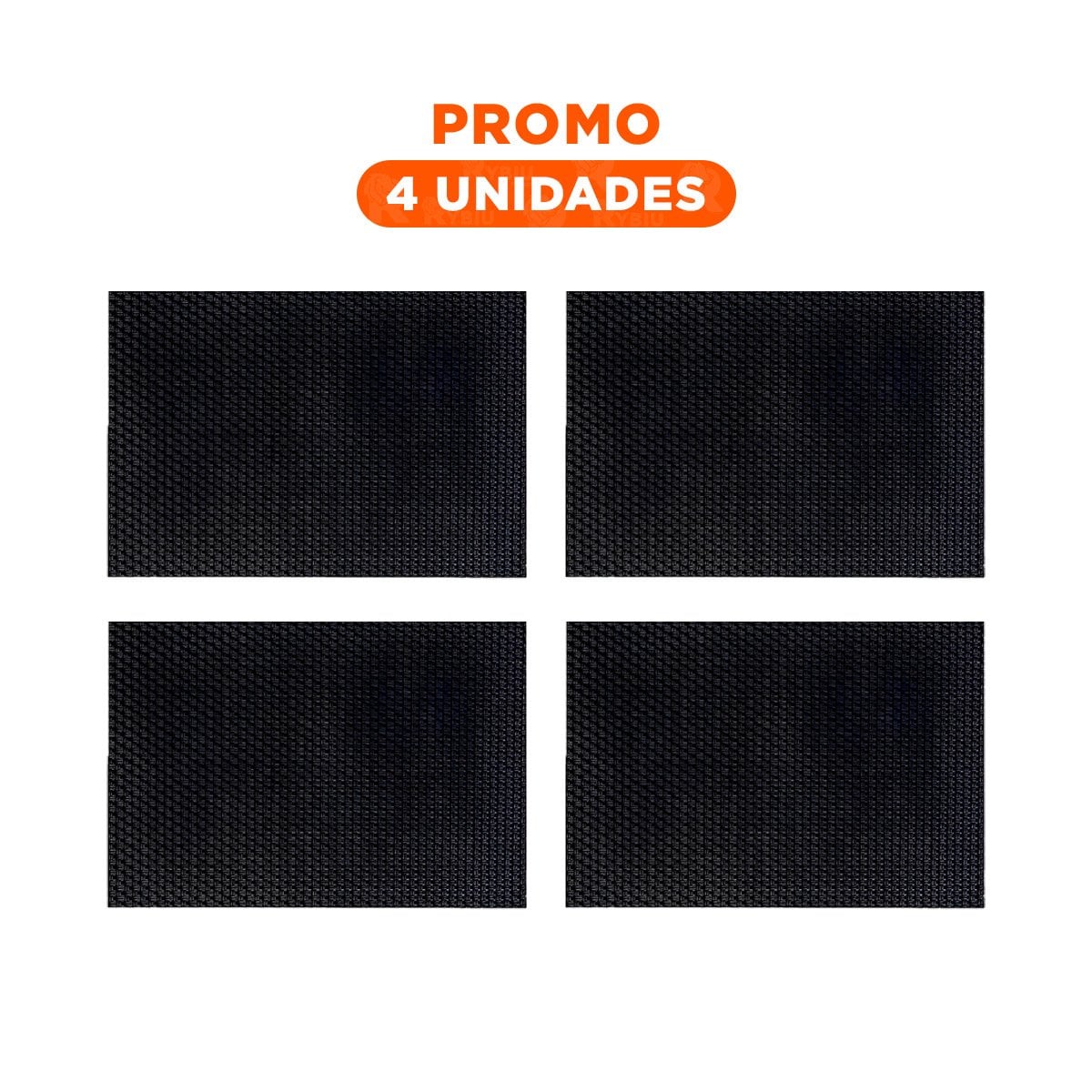PACK4 SET DE MESA INDIVIDUALES RECTANGULARES NEGRO 6 PIEZAS FACIL DE USAR Y+REGALO STICKER - 1
