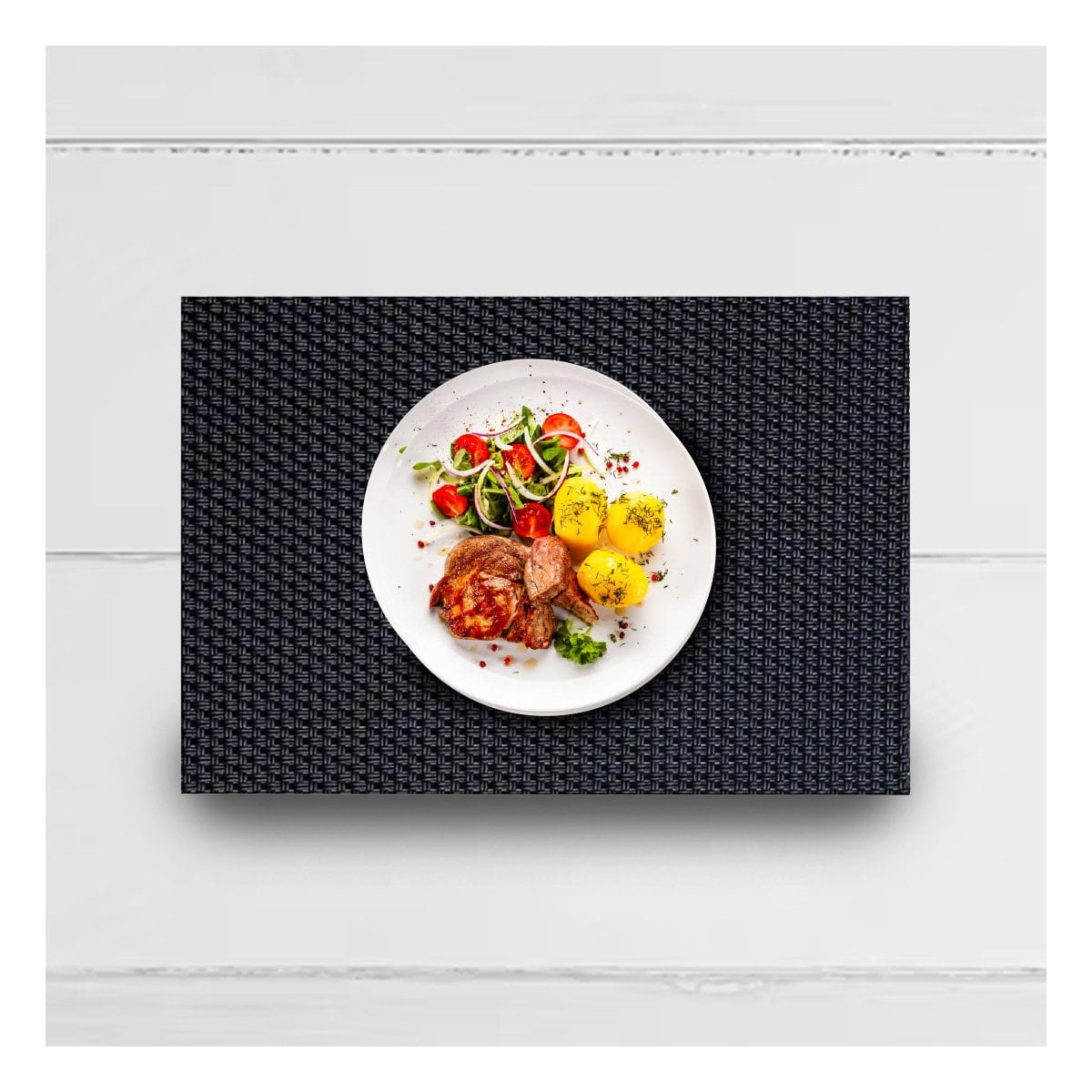 PACK4 SET DE MESA INDIVIDUALES RECTANGULARES NEGRO 6 PIEZAS FACIL DE USAR Y+REGALO STICKER - 5