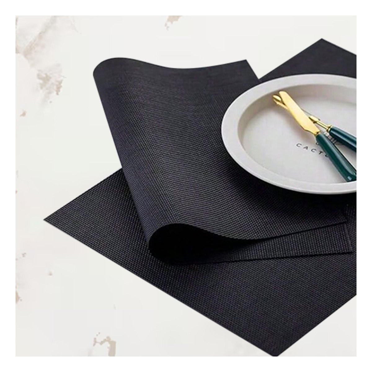PACK2 BANDEJA DE MESA INDIVIDUALES RECTANGULARES NEGRO 6 PIEZAS DURADERA Y+PAPEL REGALO - 5
