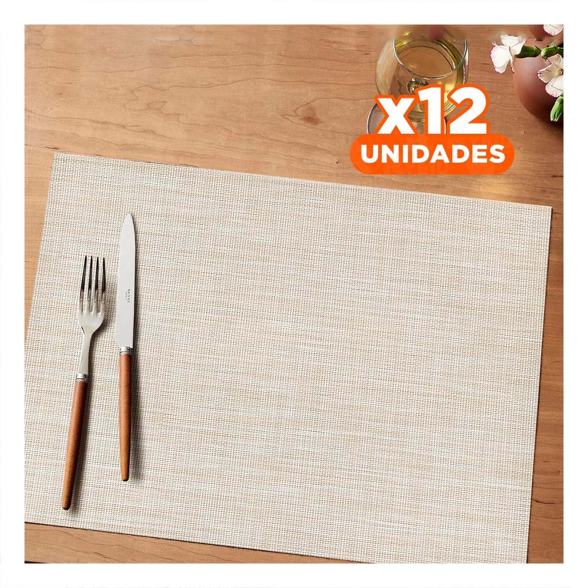 PACK12 CONTENEDOR DE MESA INDIVIDUALES BEIGE 6 PIEZAS SEGURA Y PRACTICA - 1