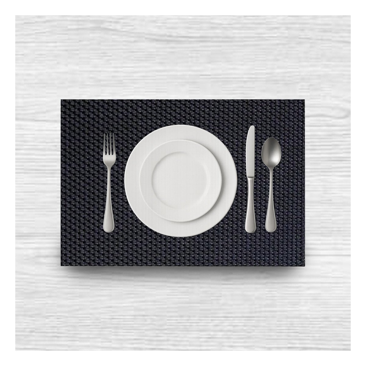 PACK4 SET DE MESA INDIVIDUALES RECTANGULARES NEGRO 6 PIEZAS PRACTICO Y SEGURO Y+PAPEL REGALO - 2
