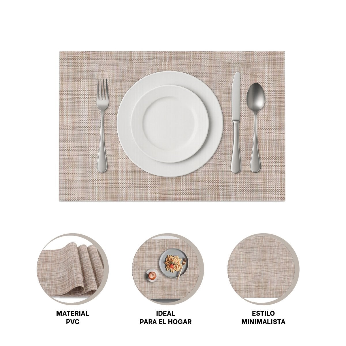 INDIVIDUALES DE MESA MOSTAZA JASPEADO 6 PIEZAS ORGANIZADA Y SEGURA Y+LIGAS REGALO - 3