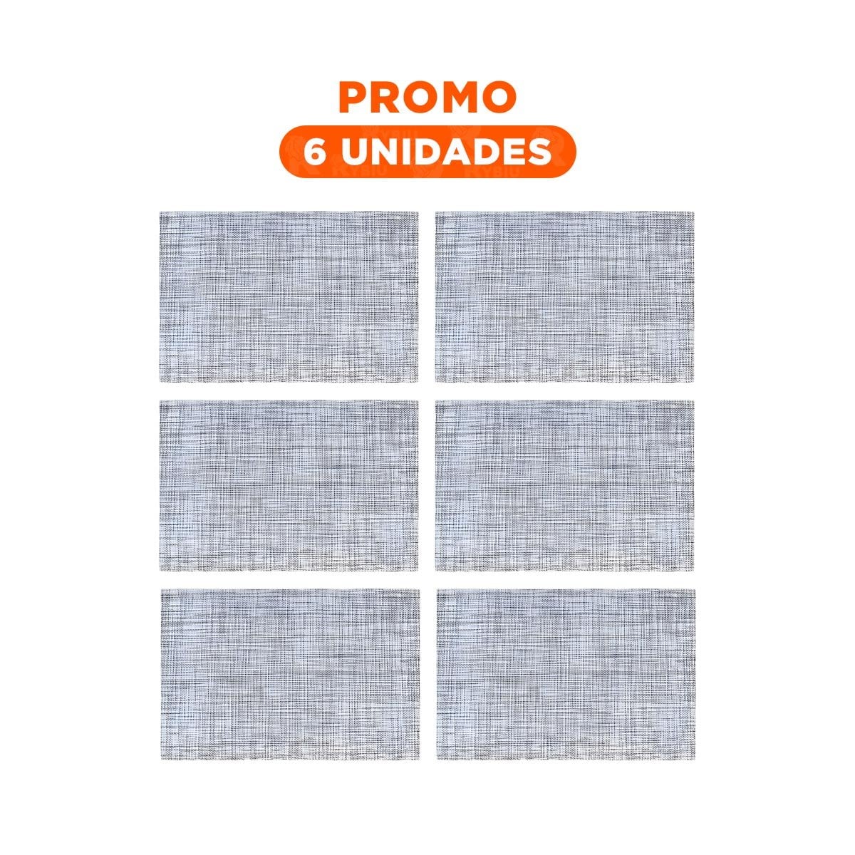 PACK6 SET DE MESA INDIVIDUALES PLOMO JASPEADO 6 PIEZAS ANTIIMPACTO Y SEGURA - 1
