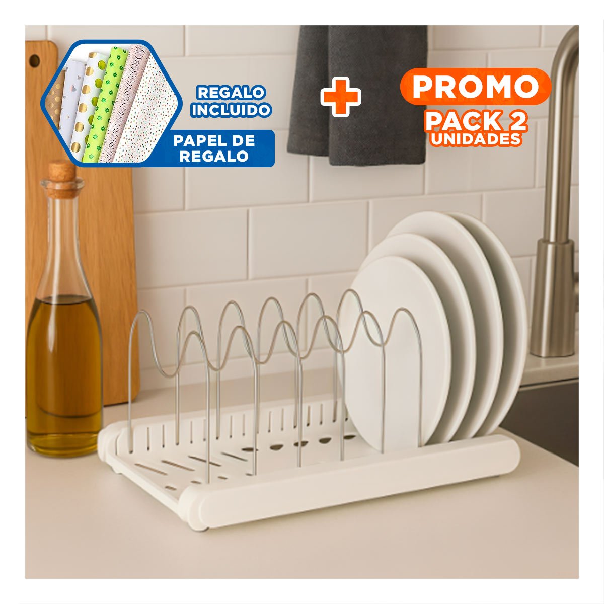 PACK2 BANDEJA PROTECTOR PARA MESA Y GUARDADO DE OLLAS TAPAS Y SARTENES BLANCO Y+PAPEL REGALO - 1