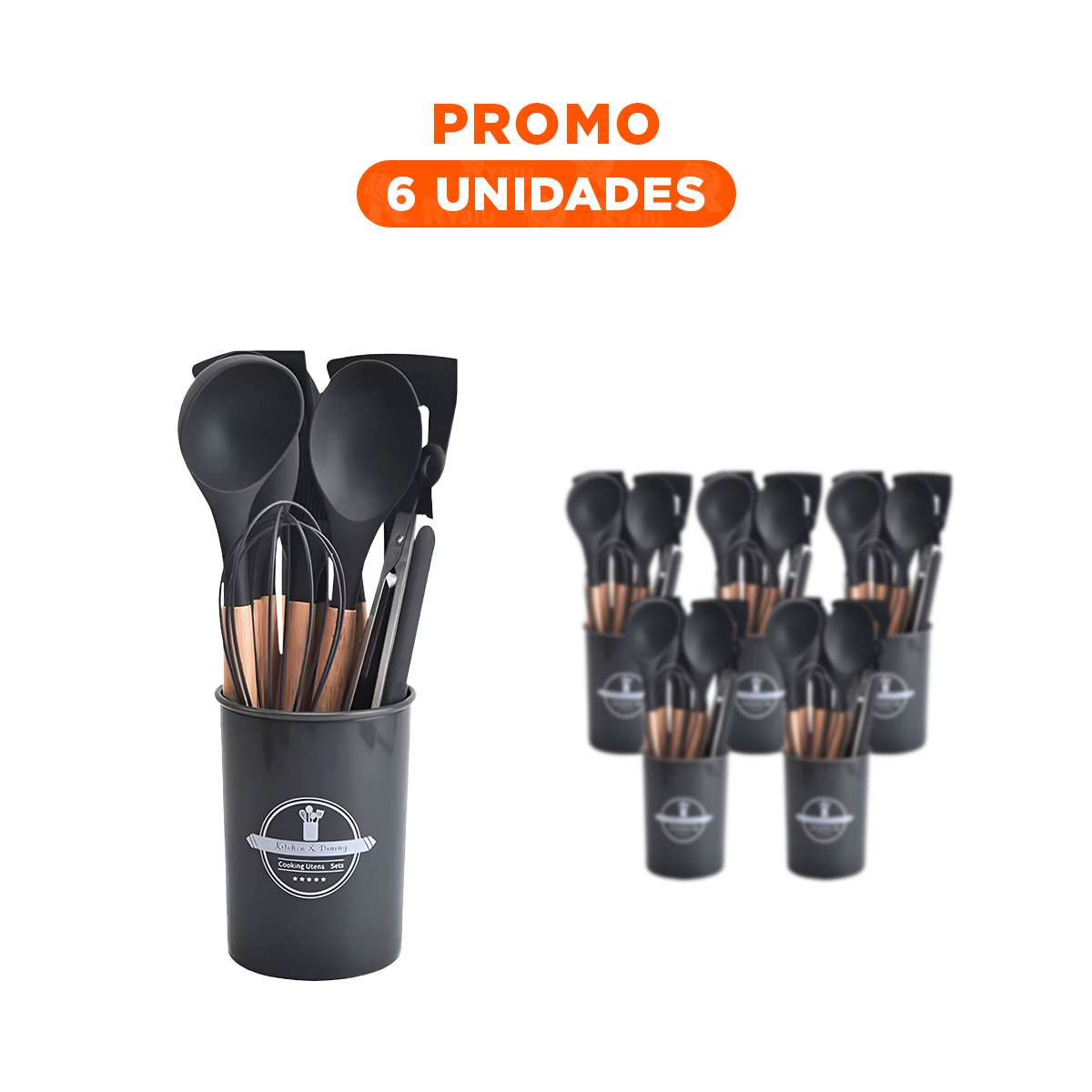 PACK6 PAQUETE DE COCINA UTENSILIOS DE SILICONA NEGRO PARA REPOSTERIA Y HORNEADO - 1
