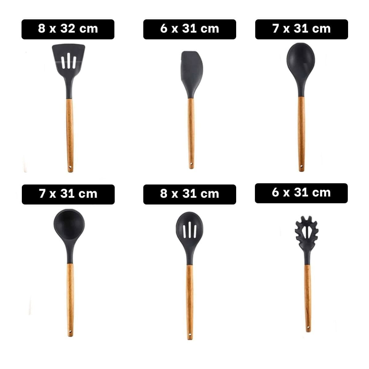 PACK4 PAQUETE DE COCINA UTENSILIOS DE SILICONA NEGRO SEGUROS Y ANTIDESLIZANTES Y+PAPEL REGALO - 4