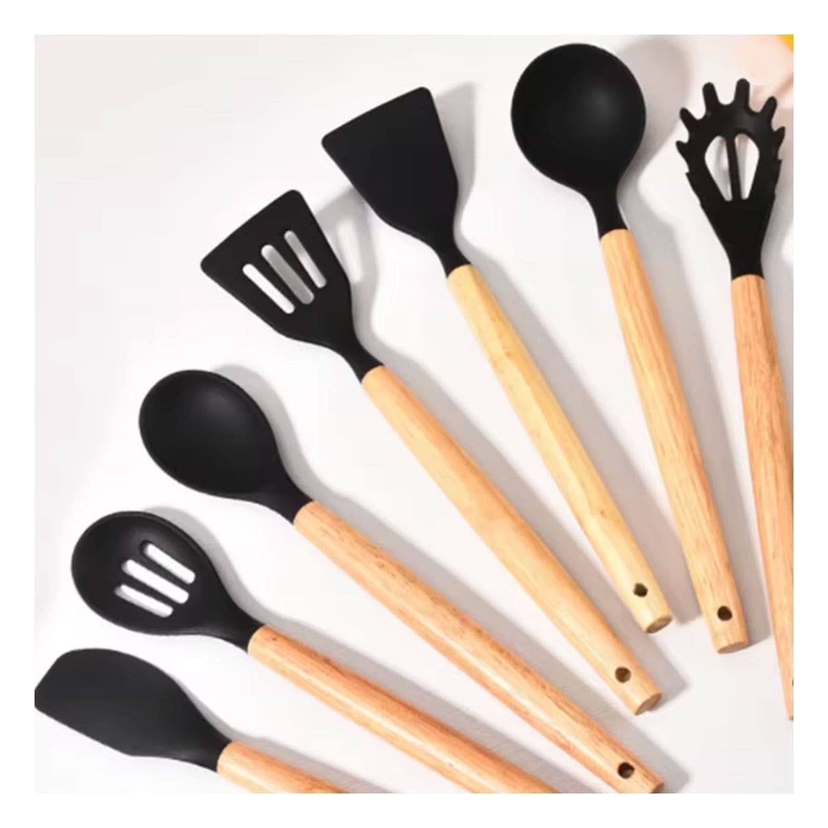 PACK4 PAQUETE DE COCINA UTENSILIOS DE SILICONA NEGRO SEGUROS Y ANTIDESLIZANTES Y+PAPEL REGALO - 5