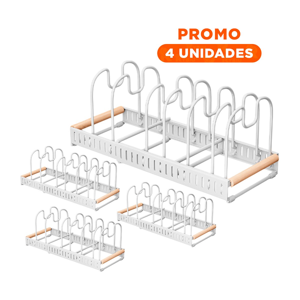 PACK4 ESTRUCTURA ORGANIZADOR BLANCO BORDE MADERA USO DIARIO Y COMODIDAD FACIL Y+REGALO STICKER - 1