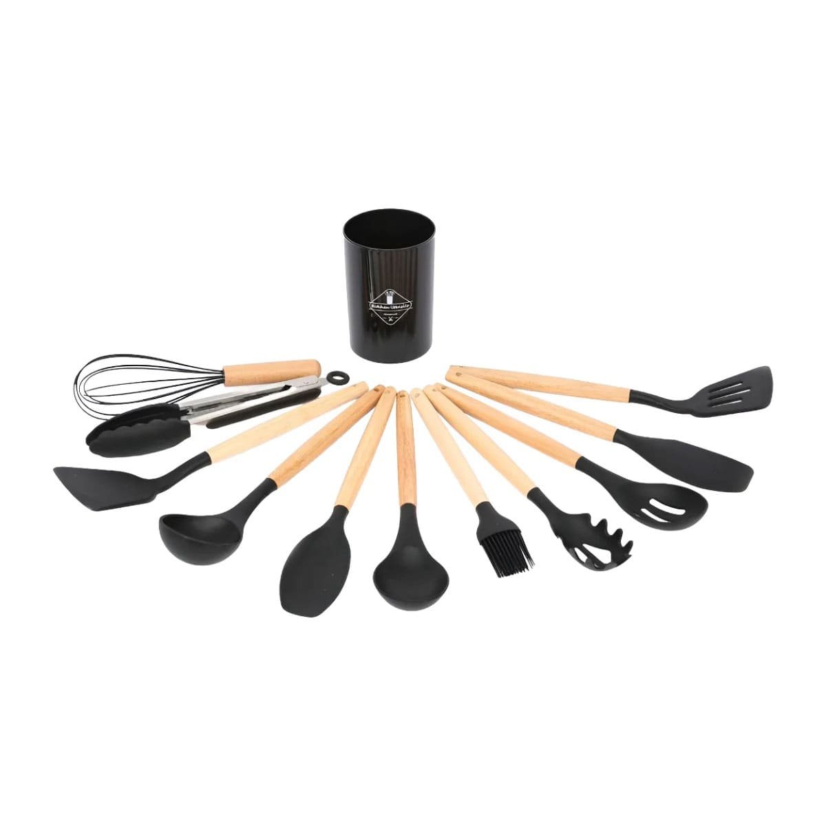 UTENSILIOS DE COCINA ANTIADHERENTES DE SILICONA NEGRO FACILES DE LIMPIAR Y USAR Y+PAPEL REGALO - 1