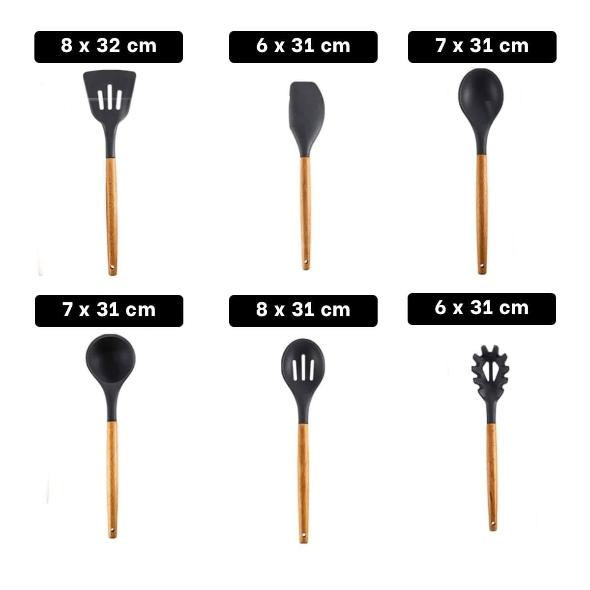 PACK6 JUEGO DE REPOSTERIA UTENSILIOS DE SILICONA NEGRO FLEXIBLES Y SEGUROS Y+REGALO STICKER - 4