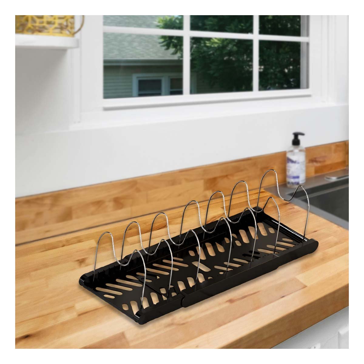 ORGANIZADOR AJUSTABLE PARA MESA Y GUARDADO DE TAPAS OLLAS Y SARTENES Y+PAPEL REGALO - 5