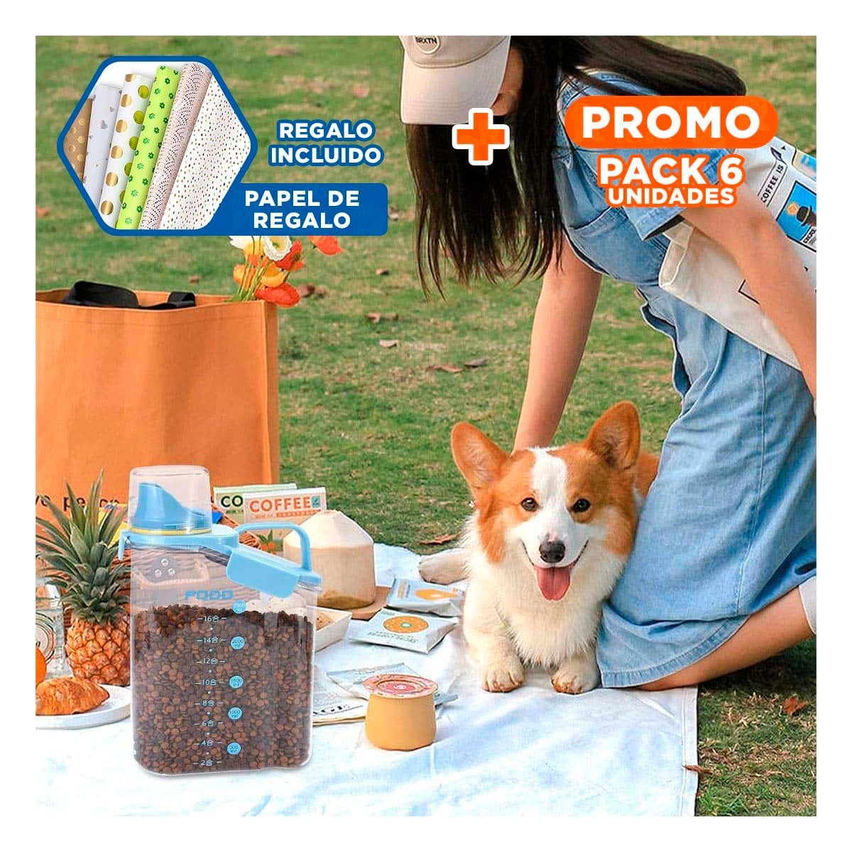 PACK6 BOTELLA CON BOQUILLA TAPA Y ASA 2.5L COMODA PARA ALMACENAR LIQUIDOS Y+PAPEL REGALO - 1