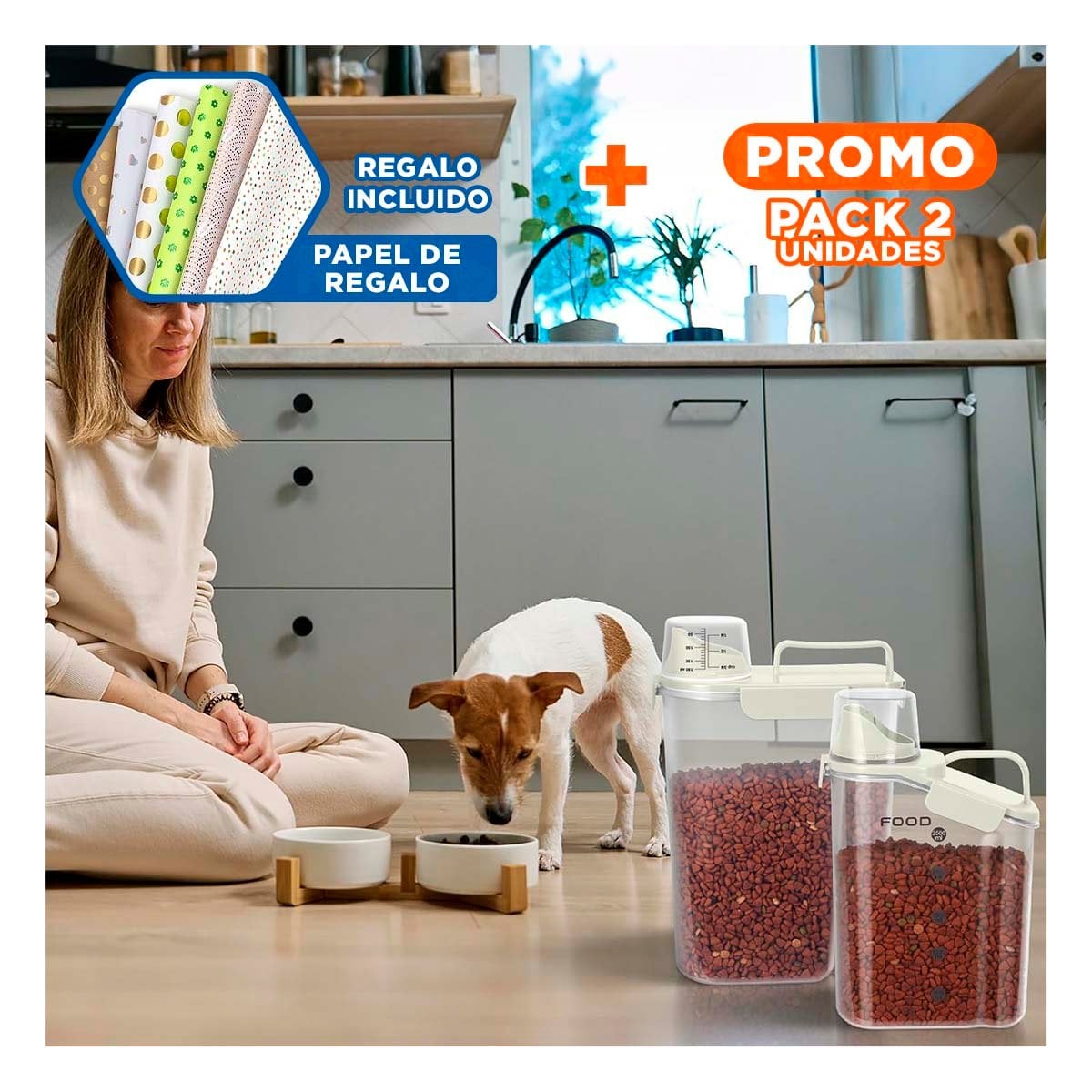 PACK2 DISPENSADOR CON BOQUILLA TAPA Y ASA 2.5L IDEAL PARA AGUA Y PREPARACION Y+PAPEL REGALO - 1