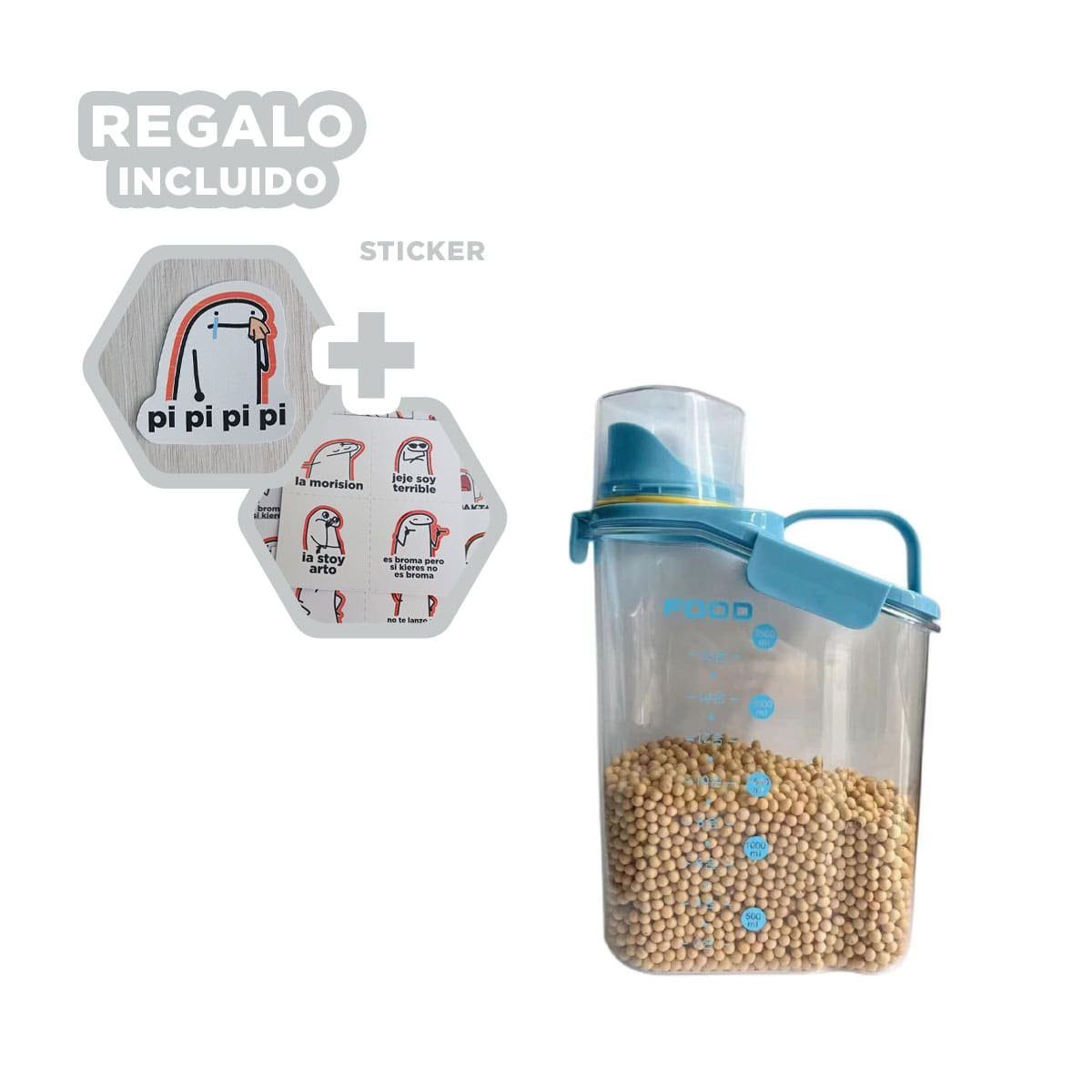 ENVASE CON BOQUILLA TAPA Y ASA 2.5L PERFECTO PARA COCINA Y PREPARACION Y+REGALO STICKER - 1