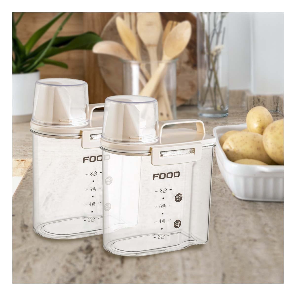 DISPENSADOR DE VERTIDO CON BOQUILLA TAPA Y ASA DE 1L EN COLOR CREMA SEGURO Y+PAPEL REGALO - 3