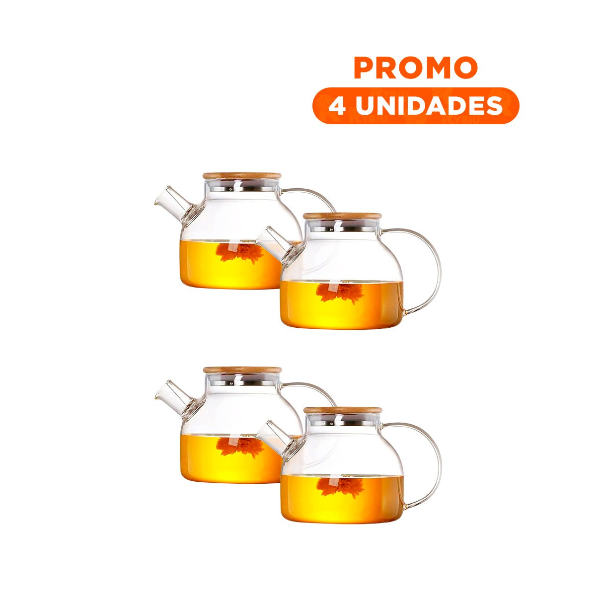 PACK4 DISPENSADOR DE VIDRIO 1L CON TAPA DE MADERA Y FILTRO EN PICO Y+REGALO STICKER - 1