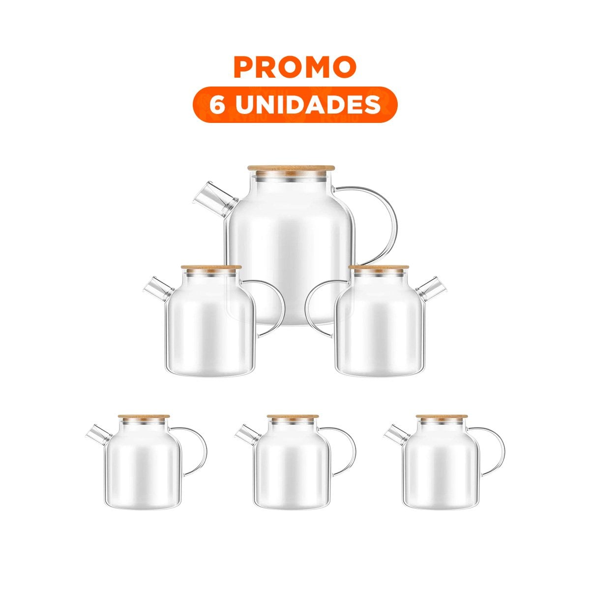 PACK6 ENVASE DE VIDRIO 1.8L CON TAPA DE MADERA Y FILTRO COMODO PARA AGUA Y JUGOS - 1