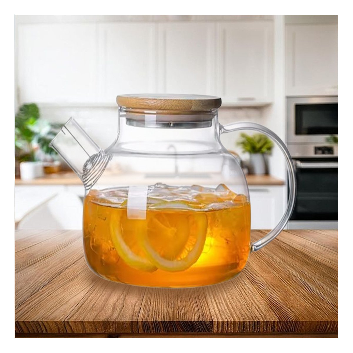 PACK2 VASO GRANDE DE VIDRIO 1.8L CON TAPA DE MADERA Y FILTRO PERFECTO PARA LIMONADAS - 5