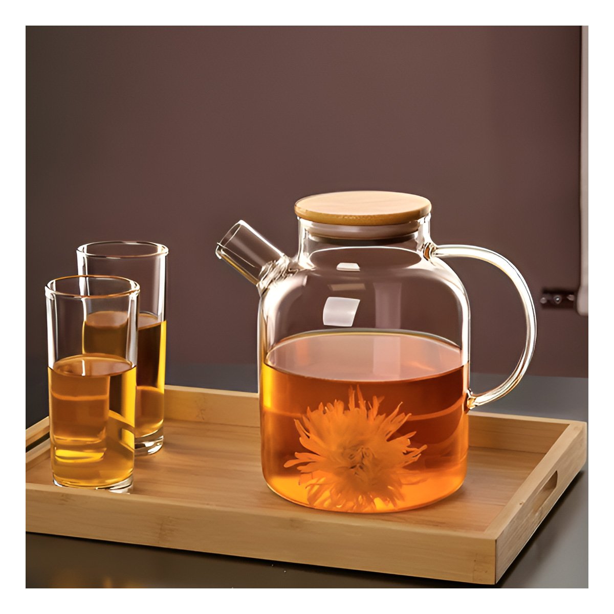 PACK2 DISPENSADOR DE VIDRIO 1.5L CON TAPA DE MADERA Y FILTRO EN PICO DURABLE Y+REGALO STICKER - 5