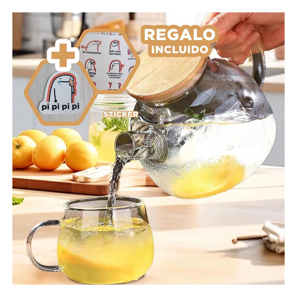 PACK12 RECIPIENTE ELEGANTE 1L TRANSPARENTE Y+REGALO STICKERS - 2