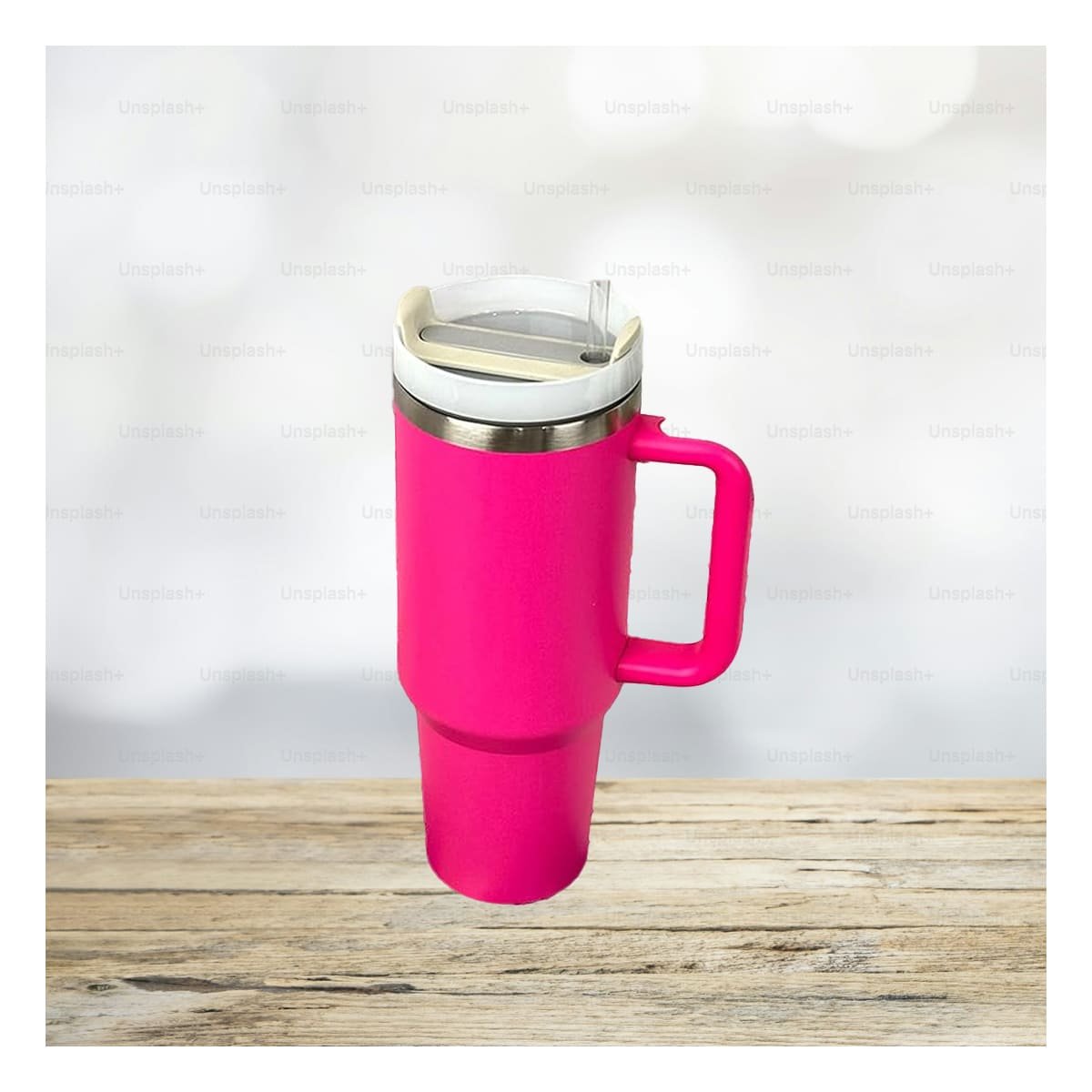 PACK4 TERMO EN COLOR FUCSIA CON ASA Y SORBETE 1200ML EN MATERIAL ABS Y ACERO Y+PAPEL REGALO - 2