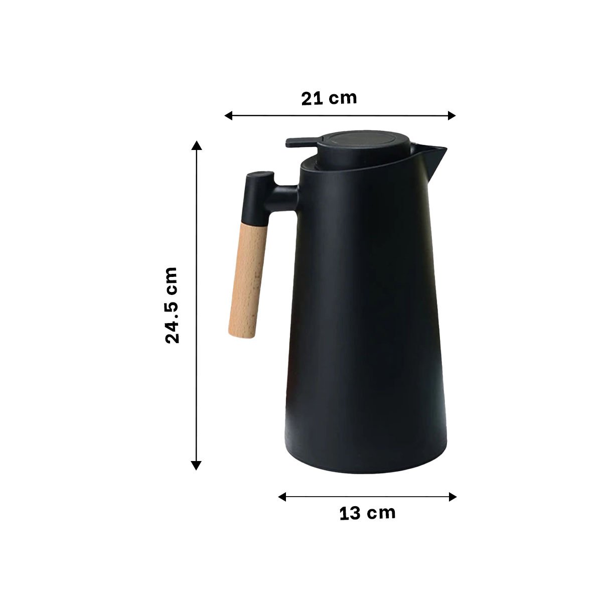 JARRA TERMO 1L COLOR NEGRO CON MANGO DE MADERA DURADERO Y SEGURO PARA COCINA - 4