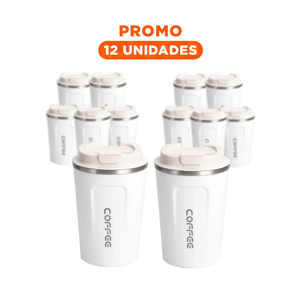 PACK12 TERMO DE USO DIARIO DIGITAL 510ML BLANCO COMODO Y PORTATIL Y+REGALO STICKER - 1